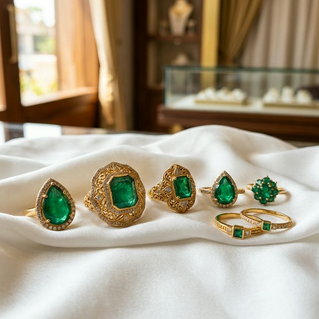 Emerald and Gold Rings